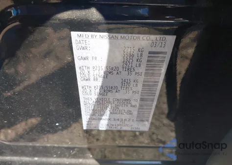 2013 Infiniti Jx35 из США, поврежденный, VIN 5N1AL0MN8DC343821